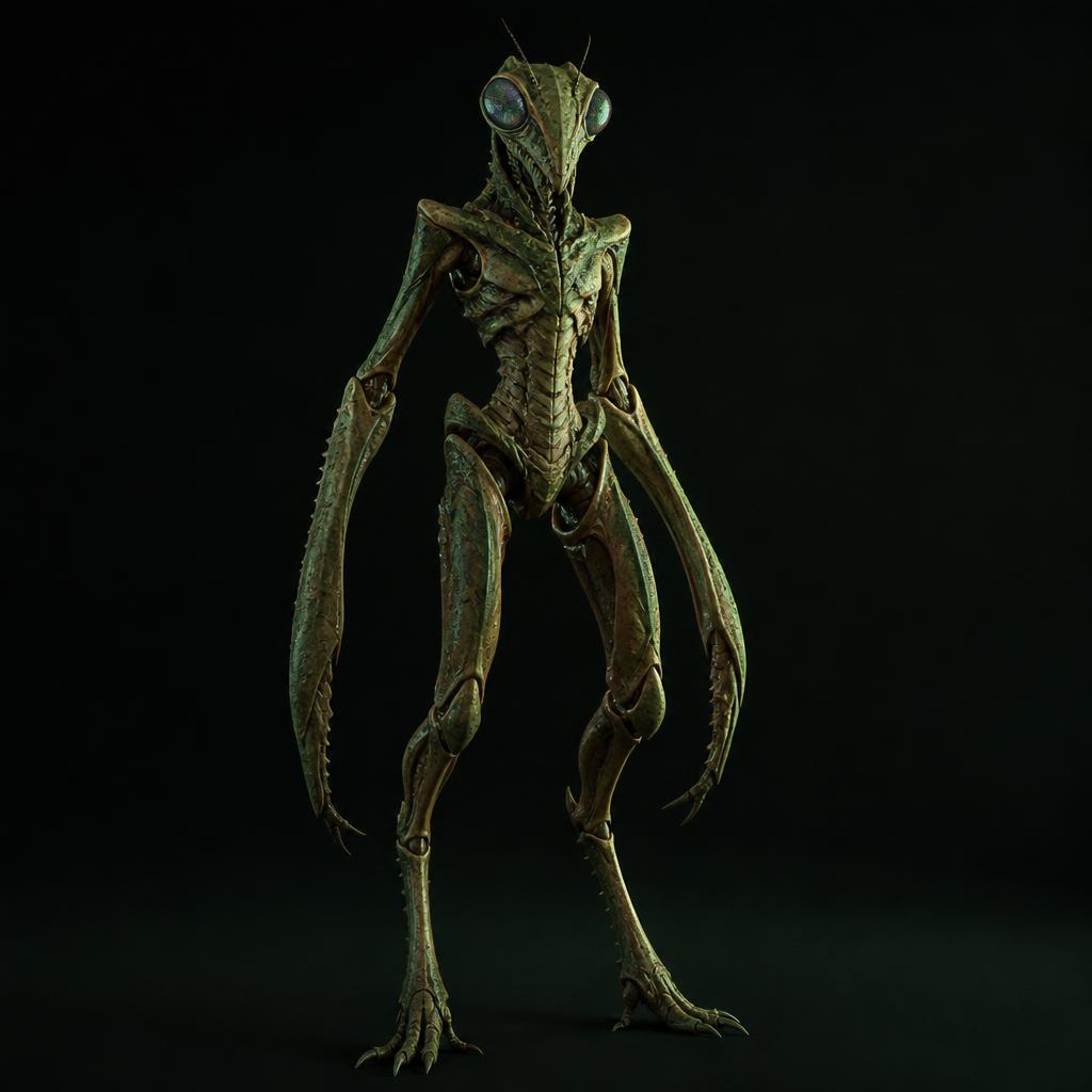 Conceptual illustration of the Insectoid/Mantis archetype (diagram, not a photograph)